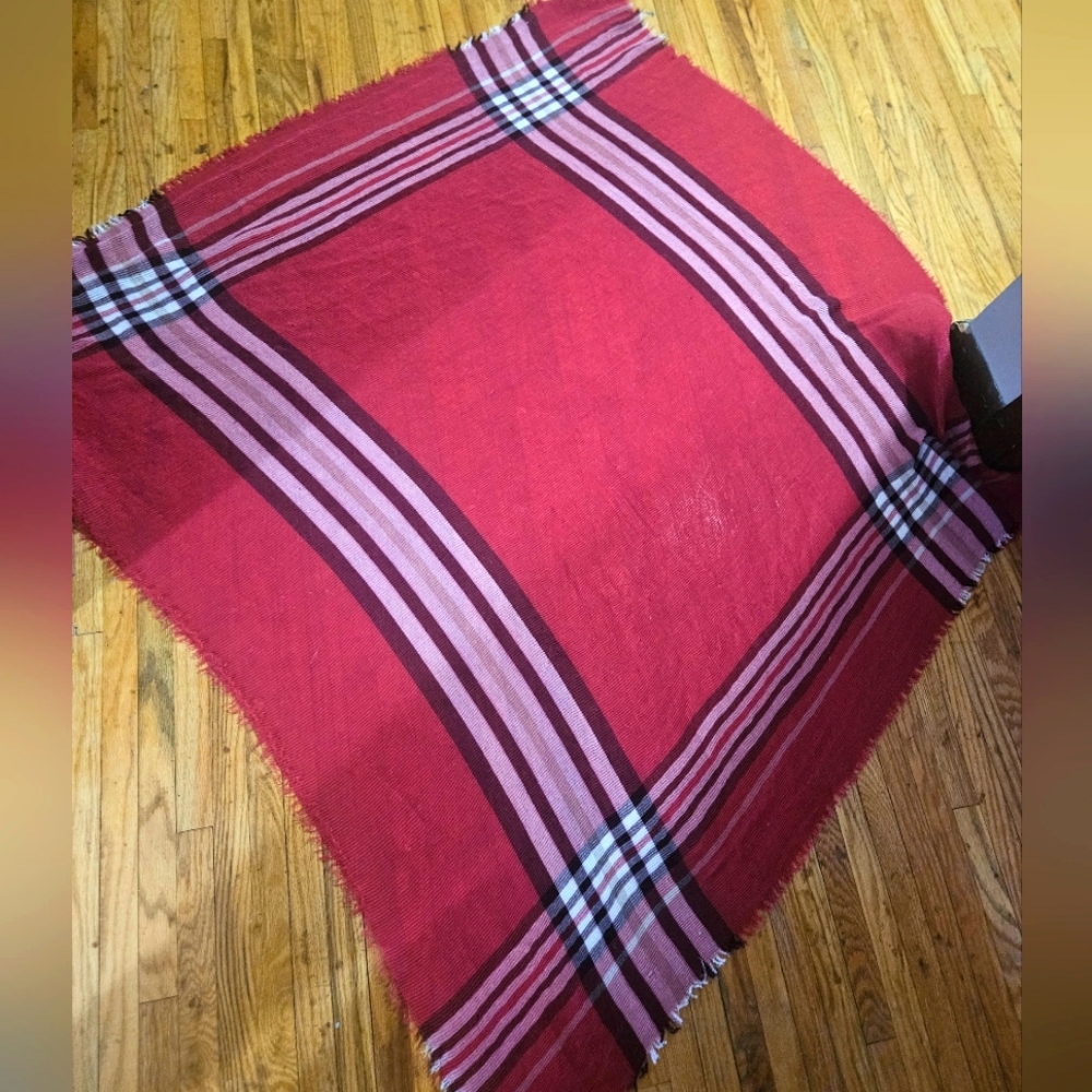 Fraas Red and Black Casual Plaid Scarf With Fridged Ends